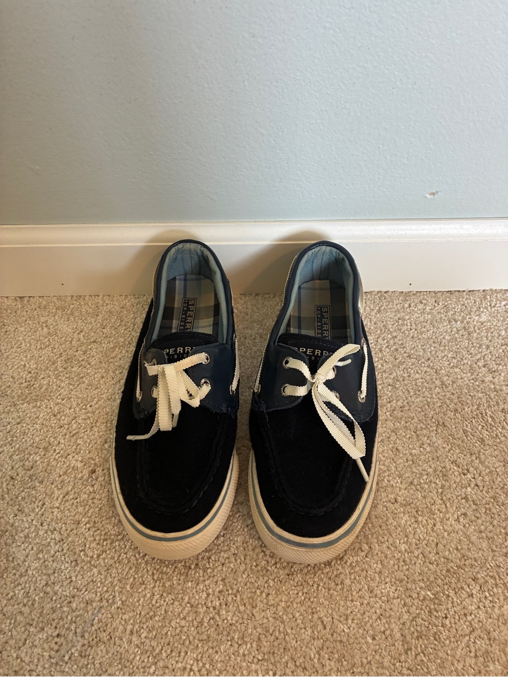 Sperry Top Sider Navy and Cream Lace Boat Shoes size 5.5